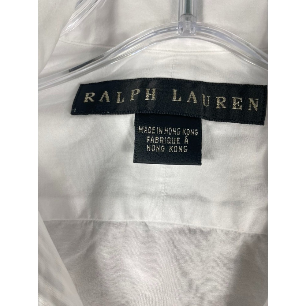 Ralph Lauren Black Label Shirt Women Sz 10 White Pleats Old Money Quiet Luxury - Picture 4 of 14